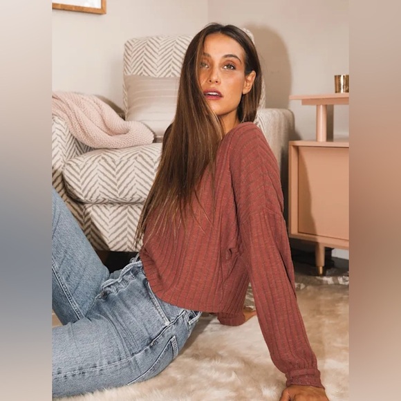 Style Forecast Rust Red Ribbed Sweater Top size XS - Picture 2 of 8